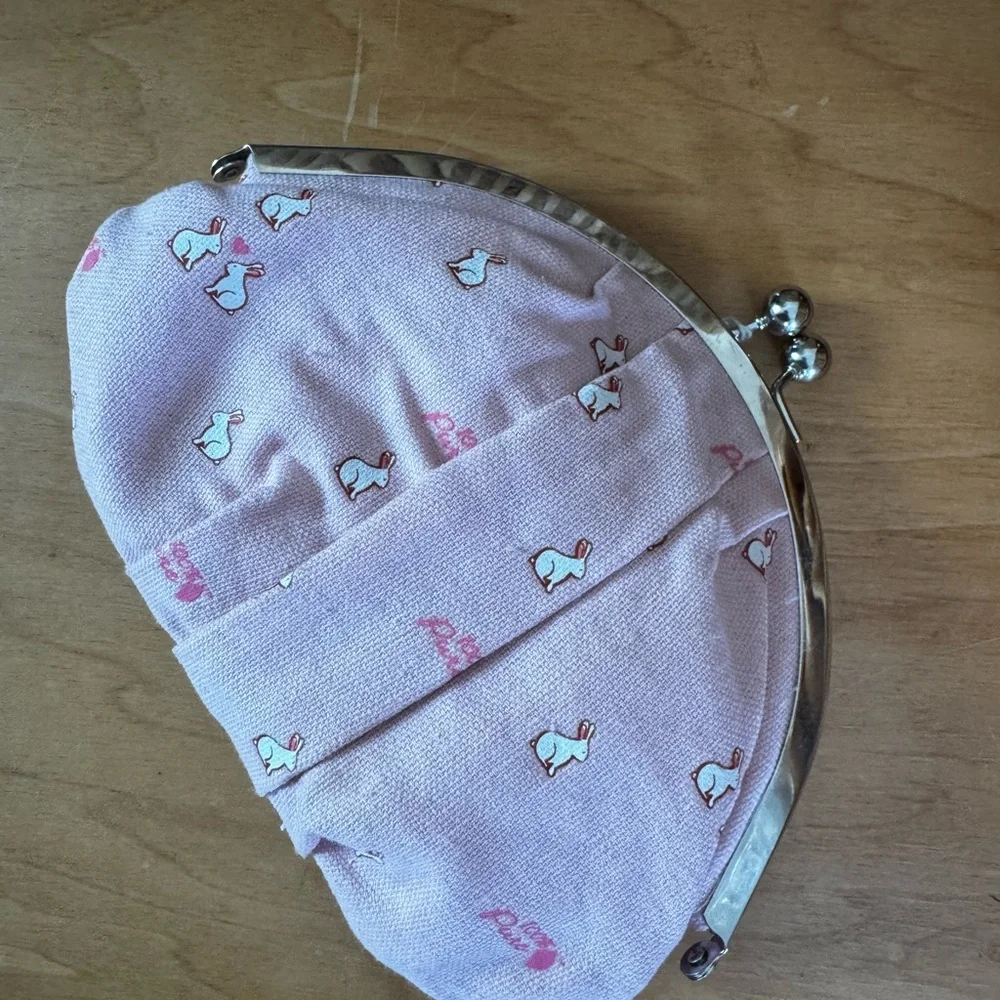 NWT 100% Pure Pink Cosmetic Bag with Bunny Print - NEW